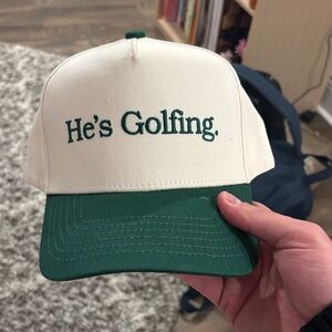 Cream and Green Golf Cap